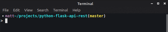 Customized Linux terminal showing the Git branch name